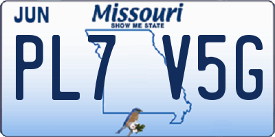 MO license plate PL7V5G
