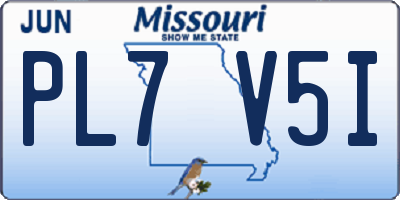 MO license plate PL7V5I