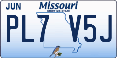 MO license plate PL7V5J