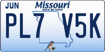 MO license plate PL7V5K