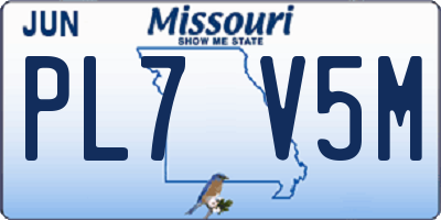 MO license plate PL7V5M