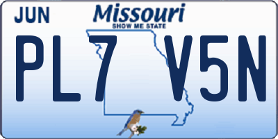 MO license plate PL7V5N