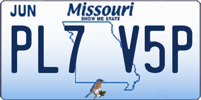 MO license plate PL7V5P