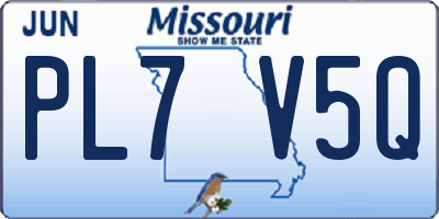 MO license plate PL7V5Q