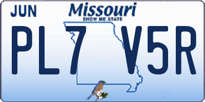 MO license plate PL7V5R