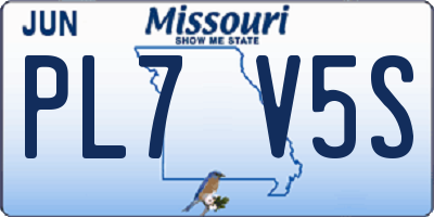 MO license plate PL7V5S