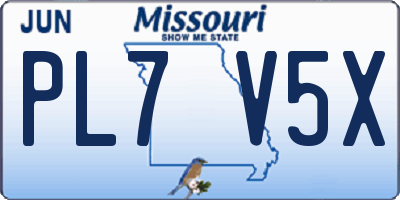 MO license plate PL7V5X