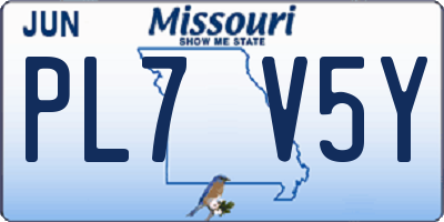 MO license plate PL7V5Y
