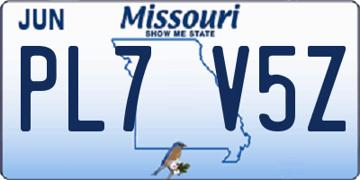 MO license plate PL7V5Z