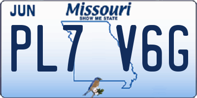 MO license plate PL7V6G