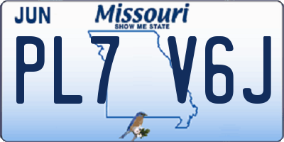 MO license plate PL7V6J