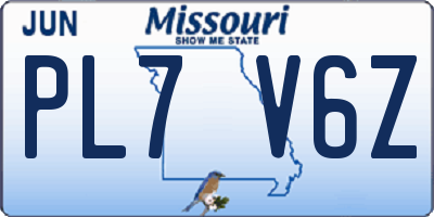 MO license plate PL7V6Z