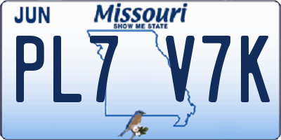 MO license plate PL7V7K