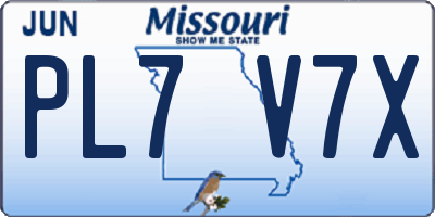 MO license plate PL7V7X