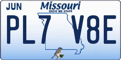MO license plate PL7V8E