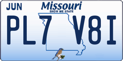 MO license plate PL7V8I