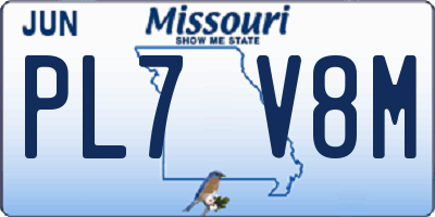 MO license plate PL7V8M