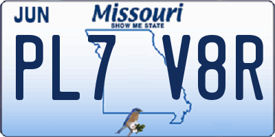MO license plate PL7V8R