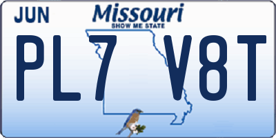 MO license plate PL7V8T