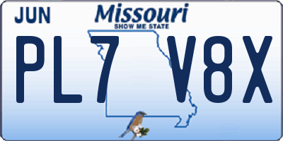 MO license plate PL7V8X
