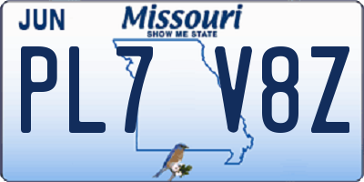 MO license plate PL7V8Z