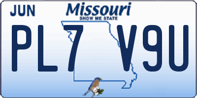 MO license plate PL7V9U