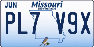 MO license plate PL7V9X