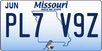 MO license plate PL7V9Z