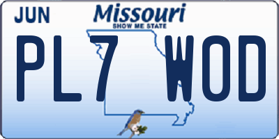 MO license plate PL7W0D