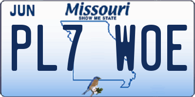MO license plate PL7W0E