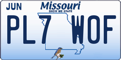 MO license plate PL7W0F