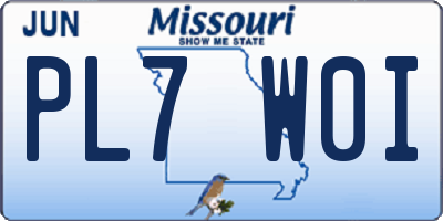 MO license plate PL7W0I