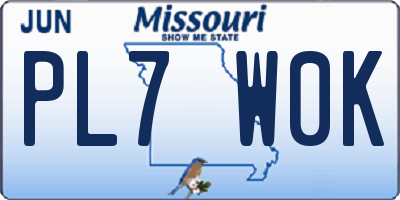 MO license plate PL7W0K