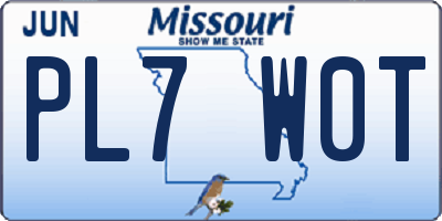 MO license plate PL7W0T