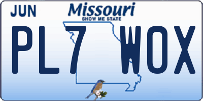MO license plate PL7W0X