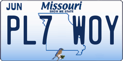 MO license plate PL7W0Y