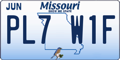 MO license plate PL7W1F