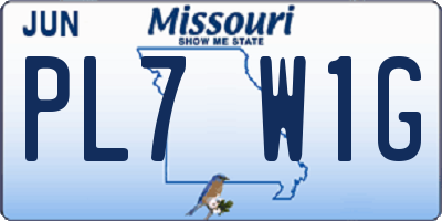 MO license plate PL7W1G