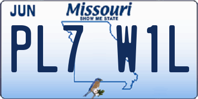 MO license plate PL7W1L