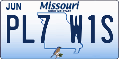 MO license plate PL7W1S