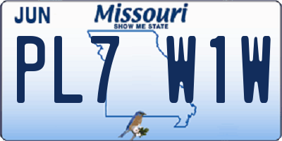 MO license plate PL7W1W