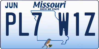 MO license plate PL7W1Z