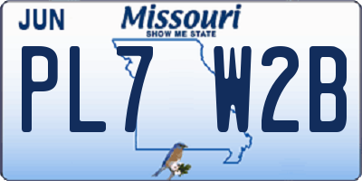 MO license plate PL7W2B