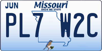 MO license plate PL7W2C