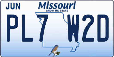 MO license plate PL7W2D