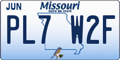 MO license plate PL7W2F