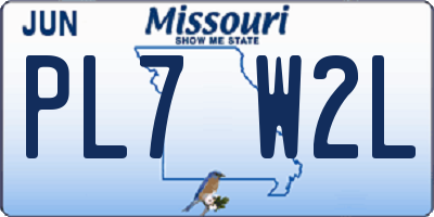 MO license plate PL7W2L