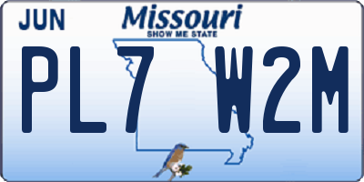 MO license plate PL7W2M