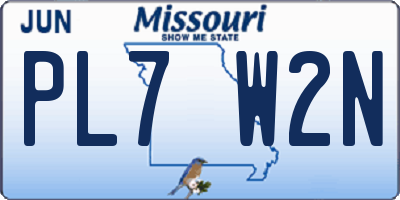 MO license plate PL7W2N