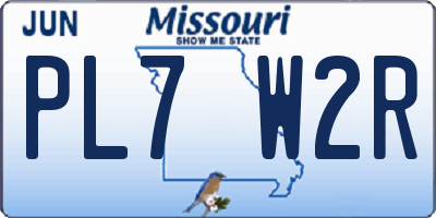 MO license plate PL7W2R
